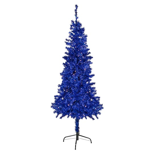6Ft Pre-Lit Blue Tinsel Artificial Christmas Tree, Clear Lights By Northlight | 6 ft | Michaels®